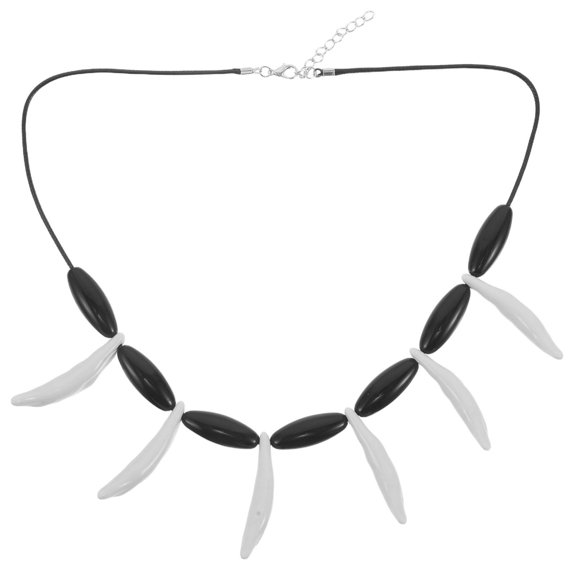 OULII White Resin Tooth Pendant Necklace, Adjustable Tribal Style Jewelry for Men & Women, Perfect Costume Accessory