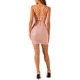 thumbnail image 3 of INSPIRE CHIC Vestido de Mujer con Encaje y Lentejuelas, Tirantes Espagueti, Vestido Mini para Fiesta de Cóctel M Rosa, 3 of 5