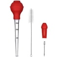 thumbnail image 1 of Turkey Baster Syringe Cooking Set, Food Grade Silicone Bulb Including Meat Marinade Injector Needle with Barbecue Basting Brush and Cleaning Brush for BBQ Grill Baking Cooking, Red, 1 of 8