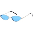 thumbnail image 2 of Retro Small Metal Cat Eye Sunglasses For Women Color Tinted Lens 55mm (Silver / Blue), 2 of 4