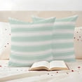 thumbnail image 3 of Green White Outdoor Waterproof Pillow Covers, Modern Minimalist Ombre Abstract Stripes Decorative Square Throw Pillowcase Sofa Cushion Sham for Patio/Couch/Chair, 18"x18" 2 Pack, 3 of 8