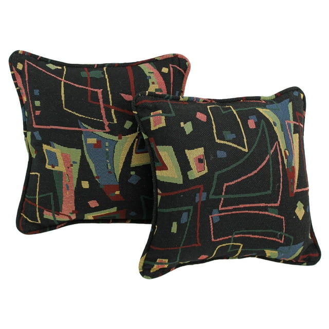 18-inch Double-corded Patterned Tapestry Square Throw Pillows with Inserts (Set of 2) - Spin City