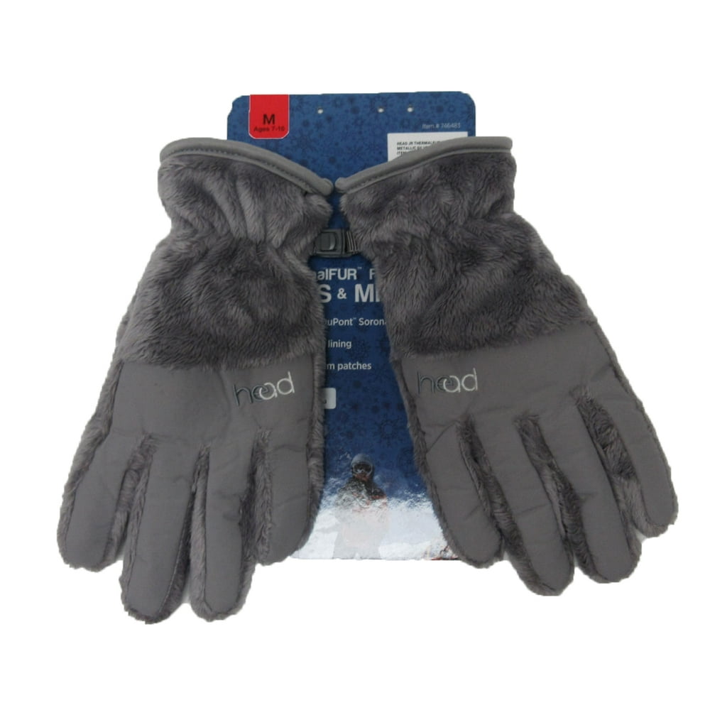 HEAD HEAD JR ThermalFUR Fleece Gloves Child Size Metallic Silver