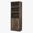thumbnail image 5 of Euroco 1 Doors Bookshelf with USB Port and 3 Open Shelves Bookcase Side Cabinet Storage Shelves, Rustic Brown, 5 of 7