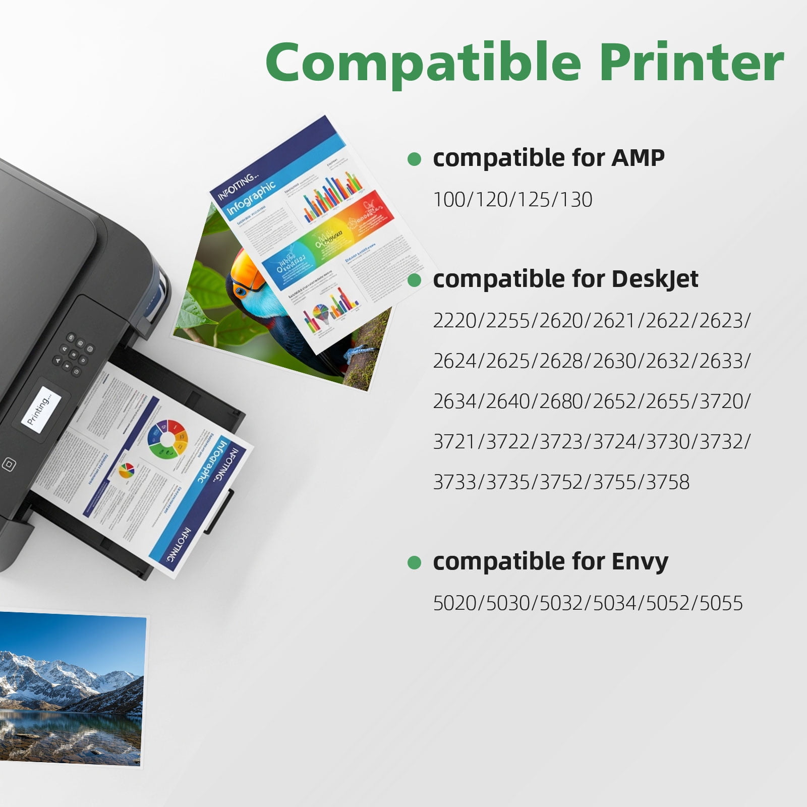65XL Ink Cartridges Compatible for HP65 Ink Cartridge Bundle Printer Ink 65 for Envy 5000 5010 Printer