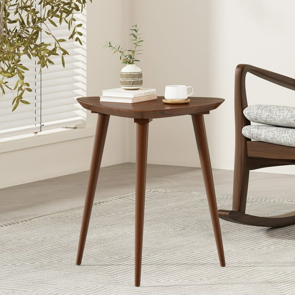 Lagom Scandinavian Wood End Table, Walnut