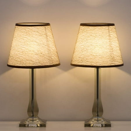 Monkey Bedside Lamp HAITRAL Bedside Table Lamps Set of 2 – Modern Desk Lamps with Acrylic Base, White Linen Shade, Nightstand Lamps for Bedroom, Living Room, Dorm, Office (Silver) ()