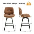 thumbnail image 3 of Counter Height Bar Stools Set of 2, 26" Swivel PU Leather Upholstered Bar Stools with Walnut Backs and Metal Legs, Retro Counter Stools for Kitchen Island, Dining Room, Pub, Brown, 3 of 8