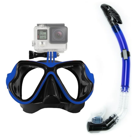 C.F.GOGGLE Dive Snorkel Mask - Snorkel Set - Scuba Mask with Dry Snorkel Anti-fogging Lens & Dual Strap System with Camera Mount,