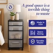 Open Box Homz Plastic Clear 4 Drawer Medium Home Storage Container Black Frame