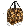 thumbnail image 2 of Yiaed Brown Plaid Sunflower Print Insulated Lunch Bag Reusable Cute Tote Lunch Box, Leakproof Cooler Lunch Bags for Work Office Travel School Picnic, 2 of 5