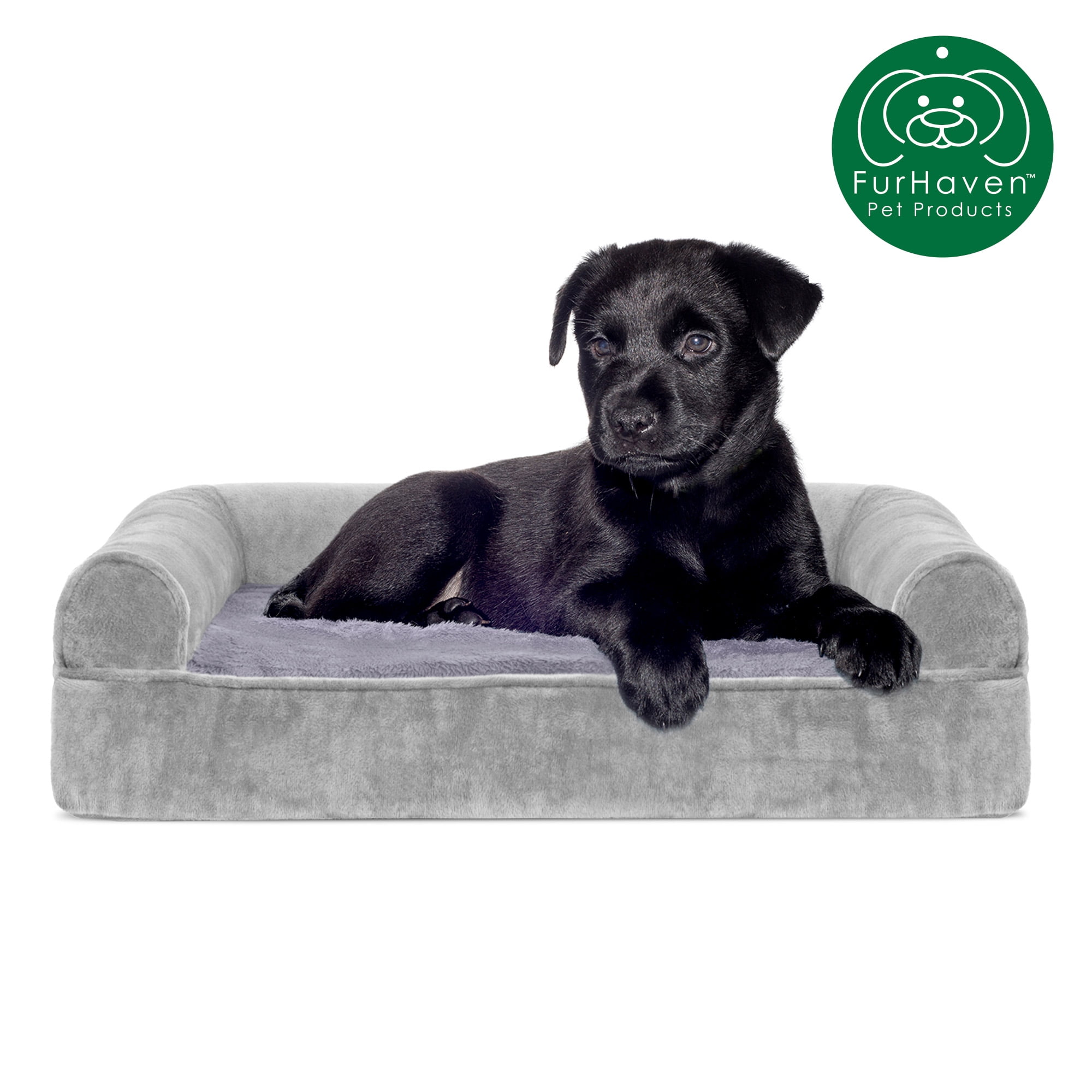 FurHaven Pet Products Memory Foam Faux Fur & Velvet Sofa Pet Bed for