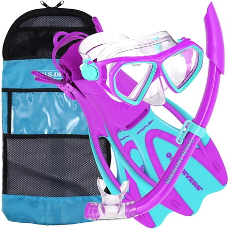 U.S. Divers Kids Dorado Mask, Proflex Fins, & Sea Breeze Snorkel Set, Fun