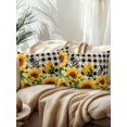 thumbnail image 2 of Outdoor Pillows Waterproof, Sunflower Bee Bedding Throw Pillows with Insert for Couch Sofa Bed, Black Buffalo Plaid Botanical Leaf Floral 12x20 Inch Pillowcases Decorative Patio Pillow Set of 2, 2 of 8