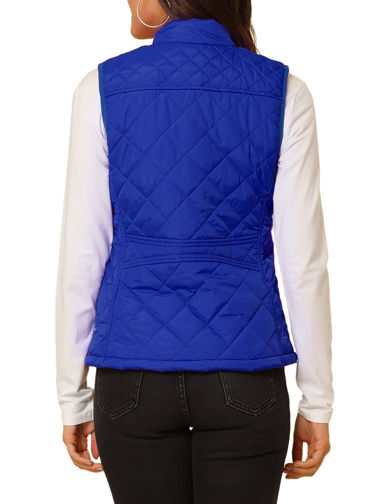 DARING DIVA Women's Zip Stand Collar Quilted Padded Vest S Bright Blue