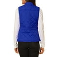 thumbnail image 3 of DARING DIVA Women's Zip Stand Collar Quilted Padded Vest S Bright Blue, 3 of 7