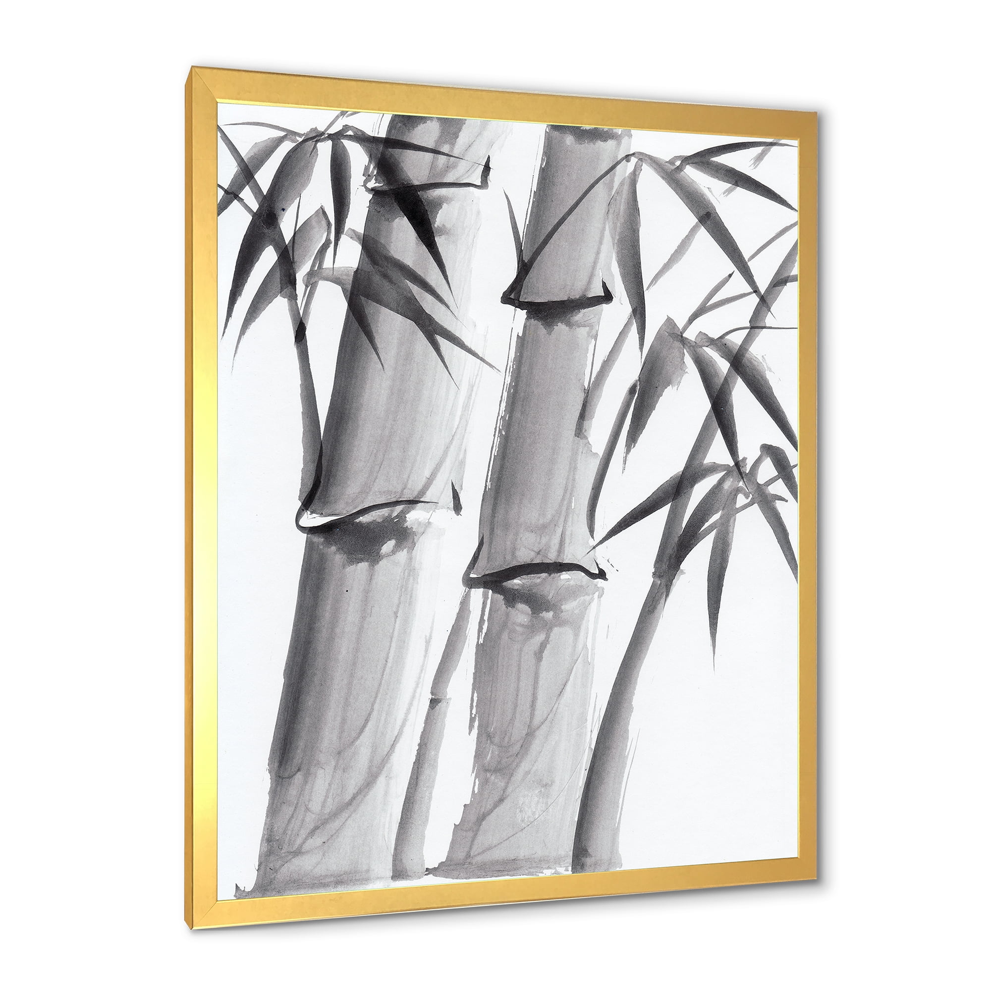 Designart 'Vintage Black and White Bamboo IV' Traditional Framed Art Print