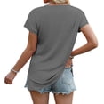thumbnail image 3 of yunLCZ Women Shirts Womens Summer Daily Casual V Neck Shirts Short Sleeve Tops Blouses Loose Fit Shirt, 3 of 4