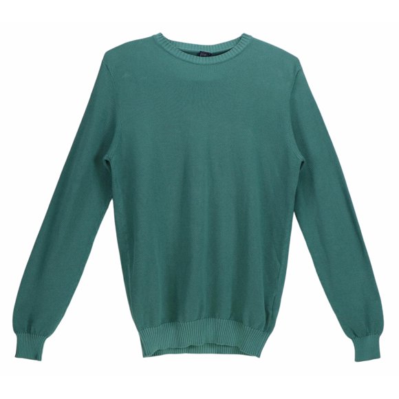 Fedeli Chandail Col Rond en Coton Bleu Sarcelle Arg. Bahamas ml. Supima pour Hommes - 58