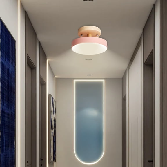 Popular Picks,LED Ceiling Light Fixture,Close to Ceiling Camp 7 Inch Pink Modern Wooden Ceiling Lights Flush Mount for Living Room Bedroom Kitchen