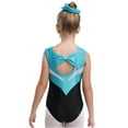thumbnail image 4 of YiZYiF Kids Girls Sleeveless Gymnastics Leotards Training Bodysuit with Shorts Leggings And Headband Blue Green 16, 4 of 7
