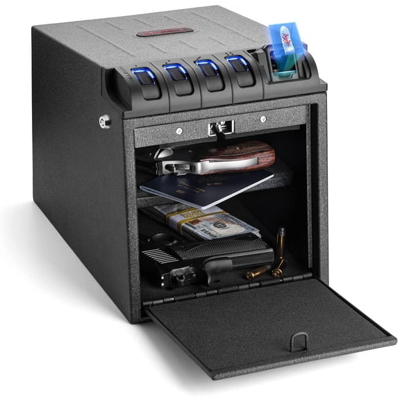 MAXSafes Two Gun Vault with Biometric Fingerprint Lock, 15.6 lbs