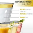 thumbnail image 4 of Plastic Cup 9 Oz Hard Disposable Cup Plastic Wine Glass Party Wedding Wine Glass Transparent Plastic Cup -Gold Rim, 4 of 6