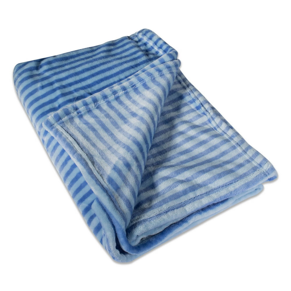 60" Striped Blue Fleece Throw Blanket