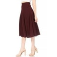 thumbnail image 3 of Women's Solid Flared Lightweight Elastic High Waist Midi A-line Skirt, 3 of 7