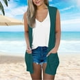 thumbnail image 1 of IMENGL Casual solid print v neck coat open front, Blue M, Size M-3XL, 1 of 7