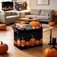 thumbnail image 7 of Canvas Candy Storage Basket,Foldable Rectangular Gift Basket with Handles,Pumpkin Ghost Pattern Decor Organizer Bin for Household Sundry Sorting,Orange, 7 of 7