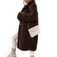 thumbnail image 3 of Women'S Casual Long-Sleeved Lapel Button Coat Autumn and Winter Plush Coat Long Coat Coffee Color S, 3 of 9