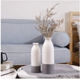 thumbnail image 1 of Ceramic Vase, Handmade Modern Ceramic Vase For Flowers, Tall Vases Set For Home Office Decoration, White Vases Bottom Gray, 2 Pcs, 1 of 6