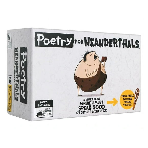Fawoonu Neanderthal Poetry Slam Card Game: Hilarious Single-Syllable Word Challenge with Inflatable Club for Family Fun Nights