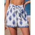 thumbnail image 6 of Women'S Floral Printed Shorts Elastic High Waist Wide Leg Flowy Boho Shorts Royal Blue XXL, 6 of 9