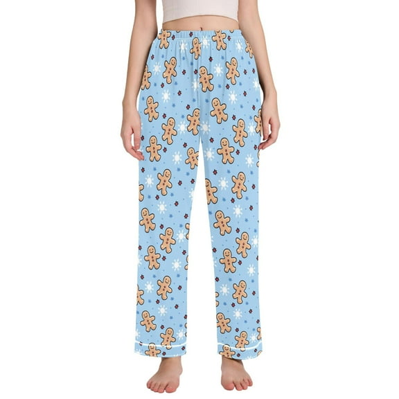 joogoo Women Gingerbread Man Snowflake Pajamas Pants Lounge Bottoms Pjs with Pockets M
