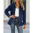 thumbnail image 7 of Necooer Womens Ripped Jacket Button Down Distressed Oversize Vintage Denim Jacket Coat With Pockets Dark Blue, 7 of 7