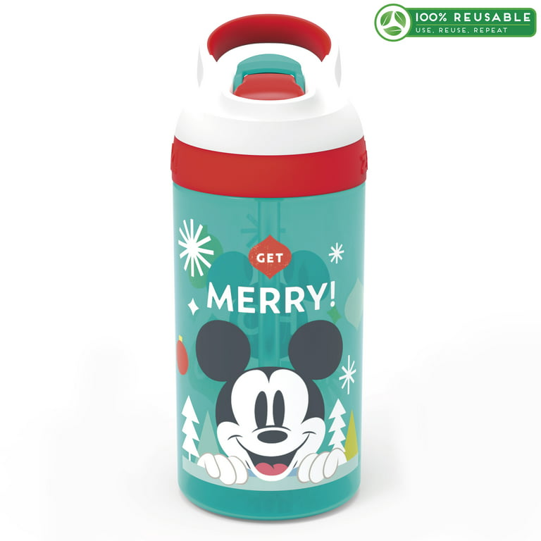  Disney Mickey Mouse Water Bottle with Built-In Straw : Sports &  Outdoors