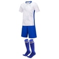 thumbnail image 2 of ITSAME Boys Soccer Uniform Set 3-Piece T-Shirt&Shorts with Knee-High Socks Football Training Outfits White Size 6, 2 of 7
