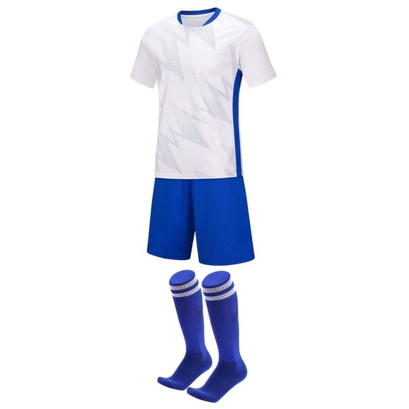 Edvintorg Soccer Jersey for Boys 2 Piece Mesh Quick Dry Crewneck Short Sleeve Casual Top and Short Training Uniform Size 6-15