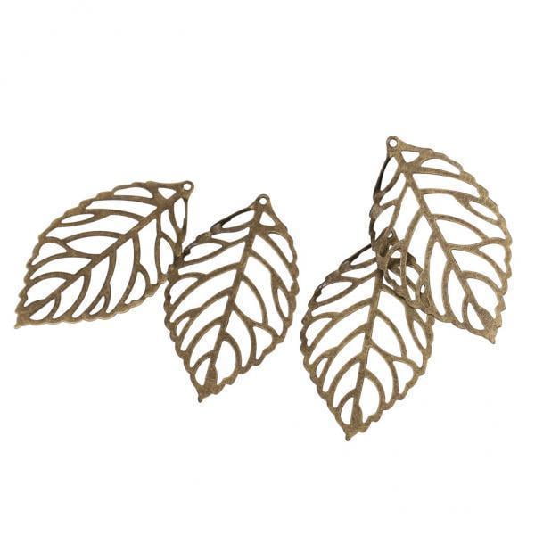 Abalorios de Filigrana hueca Sunnimix Colgante de hoja 3x100 piezas Bronce