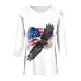 thumbnail image 4 of UngA 250th Anniversary Shirts Womens 3/4 Sleeve V Neck T-Shirts 4th of July Shirts American Flag Star Graphic Tee Tops (White,M), 4 of 8