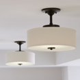thumbnail image 5 of Progress Lighting Inspire 1-Light LED Semi-Flush Mount, Antique Bronze, Etched Glass Diffuser, Off-White Linen Shade, 5 of 7