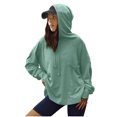 thumbnail image 5 of Women's Cowl Neck Hoodies, Casual Long Sleeve Loose Pullover Tops Drawstring Hooded Sweatshirt Mint Green M, 5 of 7