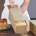 thumbnail image 4 of Pullman Loaf Pan with Lid, 1 Pack Non-Stick Black Bread Loaf Pans for Homemade Bread Carbon Steel Bread Toast Box with Cover for Bakeware Bread Toast Oven Baking Gold, 4 of 5