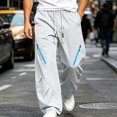 thumbnail image 2 of Lenpel Men's Hiking Pants Trendy Drawstring Low Rise Pants with Zipper Pockets Wide Leg Workout Trousers Fall Clothes(Gray,XX-Large), 2 of 7