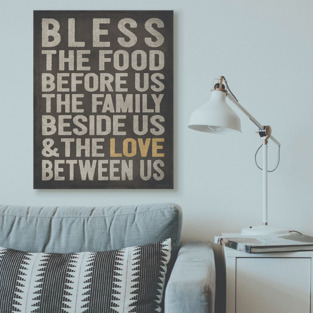 Stupell Industries Bless The Food Kitchen Dining Room Textured Word Design Super Canvas Wall Art by Stephanie Workman Marrott