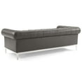 thumbnail image 4 of Contemporary Modern Urban Designer Living Room Lounge Club Lobby Sofa, Leather, Grey Gray, 4 of 6