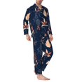thumbnail image 2 of Balery Autumn Leaves With Blue Pijama para Hombre de Dos Piezas con Manga Larga, Conjunto de Dormir y Descanso Suave con Bolsillos-Small, 2 of 7