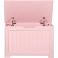 thumbnail image 3 of HomGarden Modern Wooden Storage Chest, 30 inches Bench Trunk with Flip Top Lid and 2 Safety Hinges, Sturdy Decorative Box Organizer for Entryway Playroom Bedroom Living Room (Pink), 3 of 15